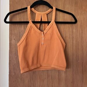 Free People Orange Ribbed Crop Top